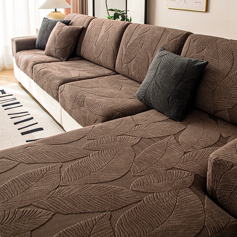 Moderner Jacquard-Sofabezug mit Blätterdesign – Wasserabweisend, Kratzfest & Elastisch, Rundum-Schutz
