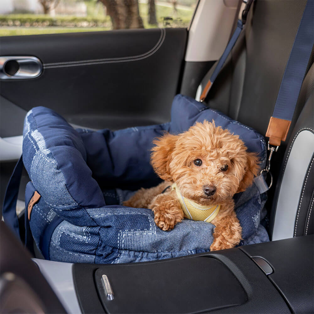 Reisesicherheitspolster Vintage Denim Patchwork Hundeautositzbett