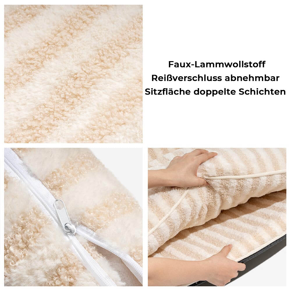 Trendy Gestreiftes Doppellagiges Katzensofa aus Lammwolleimitat