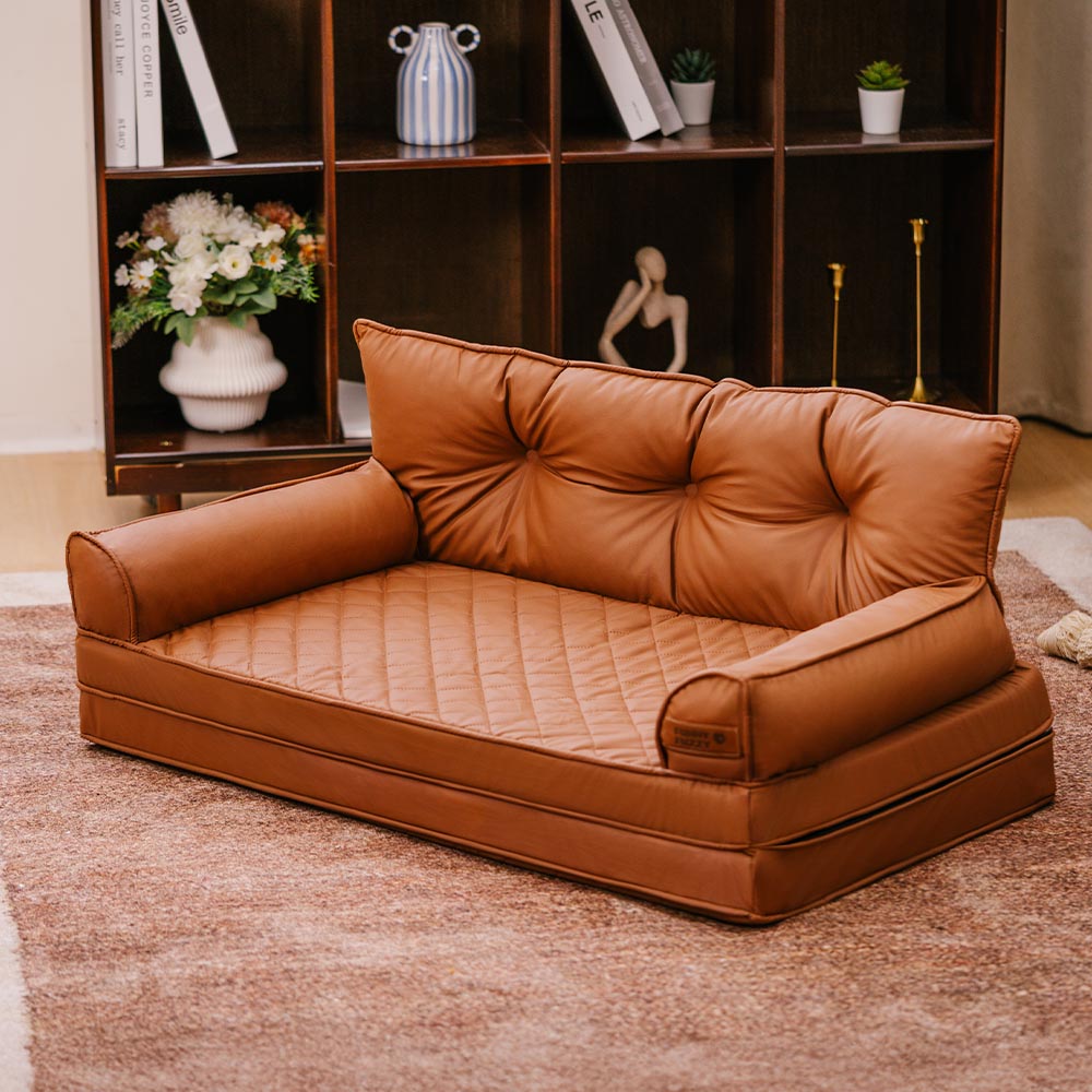 Luxe Kunstleder faltbares orthopädisches großes Hundebett - CoreLounge