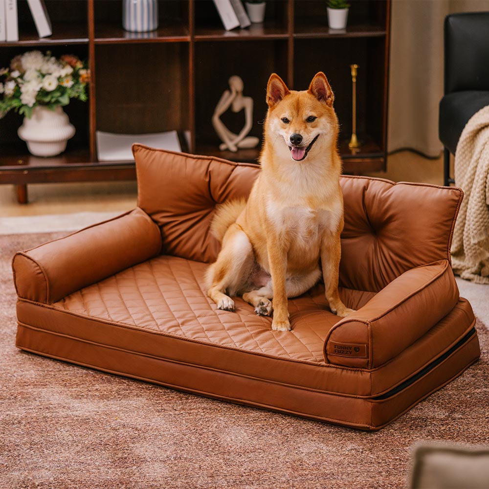 Luxe Kunstleder faltbares orthopädisches großes Hundebett - CoreLounge