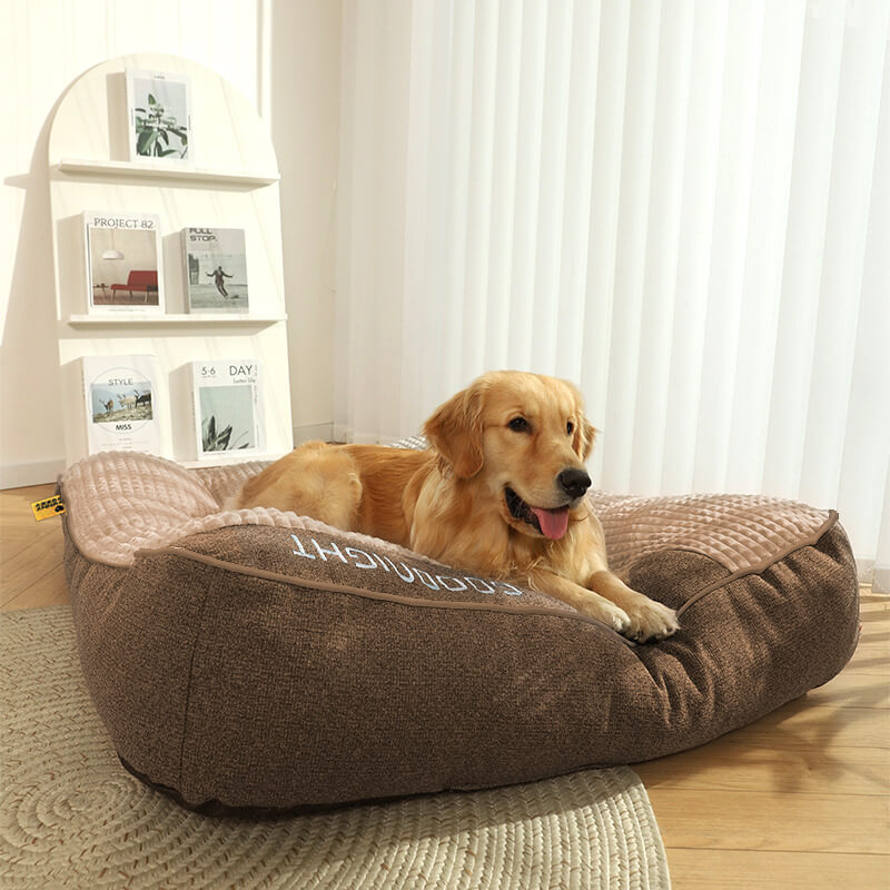 Großes Dickes Kratzfestes Orthopädisches Hundekissenbett mit Wirbelsäulenschutz